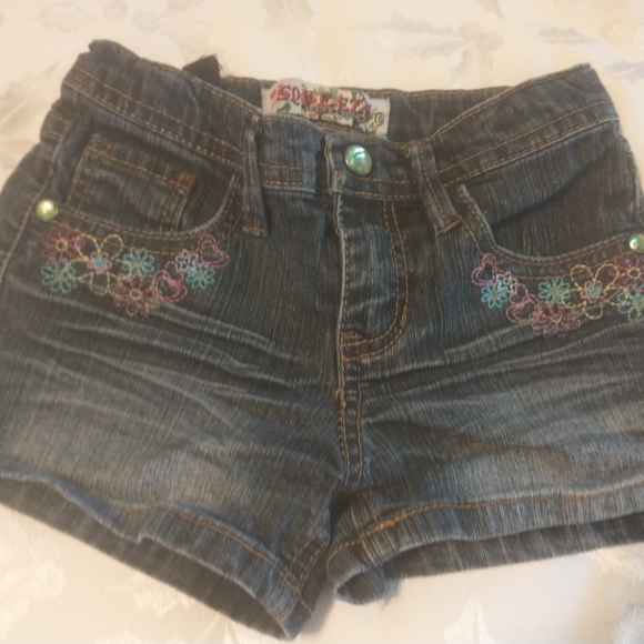 Squeeze Original Denim Blue Jeans Shorts Embroidery Sparkle 6 - Picture 2 of 6